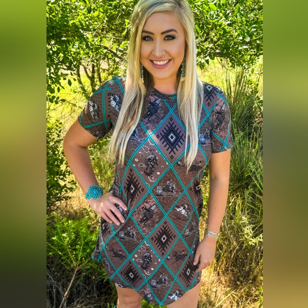 NWT Brown Wild And Western Print Dress